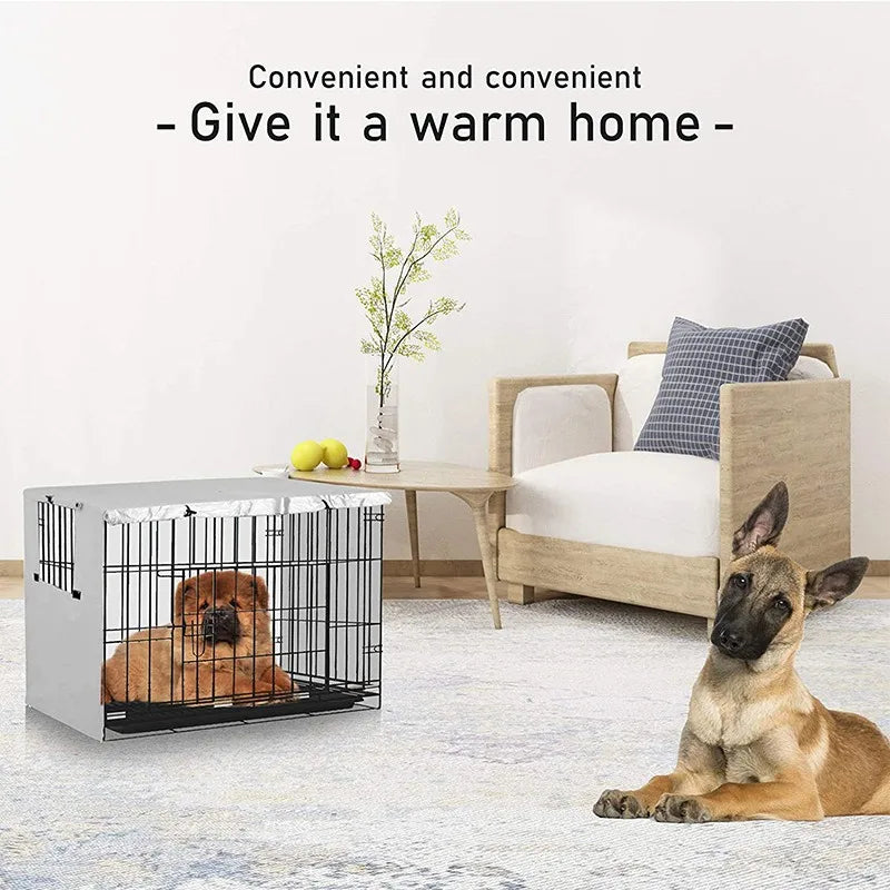 210D Oxford Pet Dog Kennel Cover Dustproof Durable Dog Cage Dust Cover Outdoor Foldable Universal Dog Cage Accessories