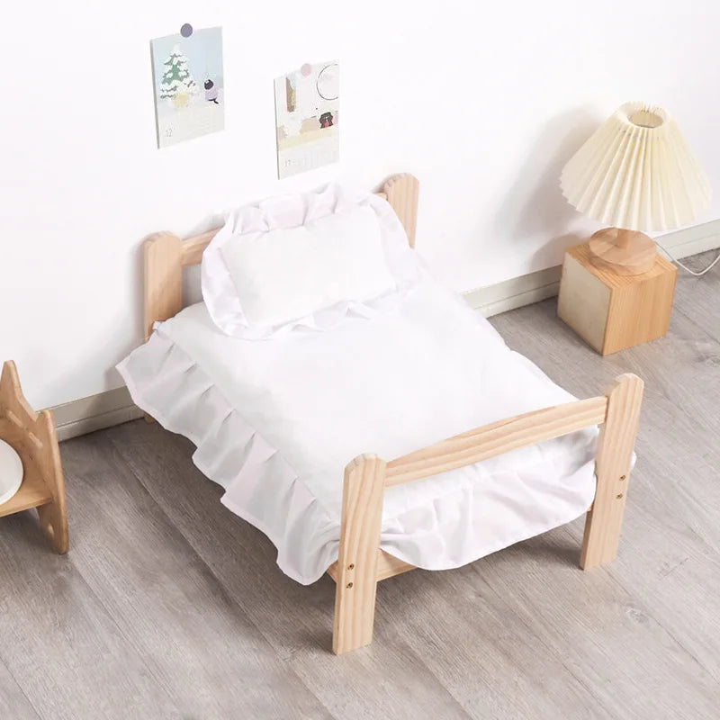 Camas de madera para gatos, muebles de Gato, cama para perros de 54x42x30cm, cama de princesa lavable y desmontable Universal para todas las estaciones, verano e invierno