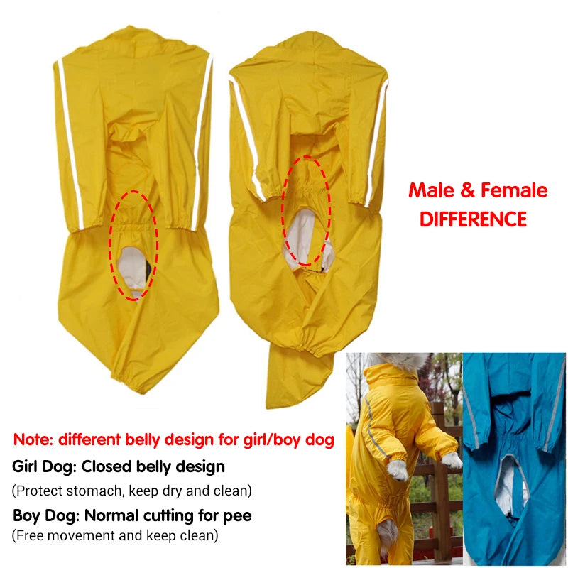 Chubasquero para perros grandes, chaqueta impermeable con capucha y cubierta trasera extraíble, ropa para mascotas Husky Samoyedo