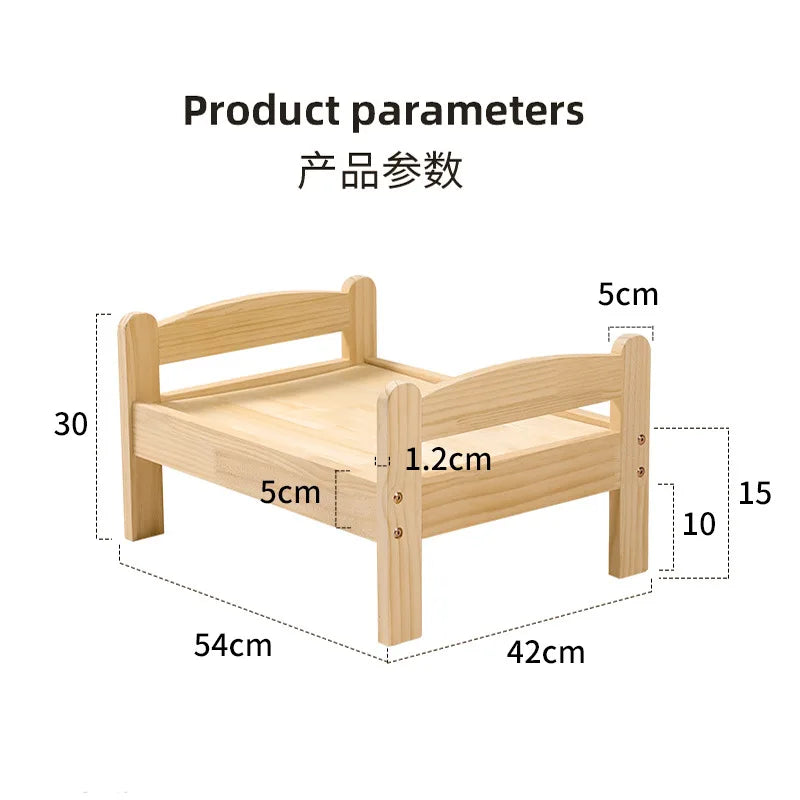 Camas de madera para gatos, muebles de Gato, cama para perros de 54x42x30cm, cama de princesa lavable y desmontable Universal para todas las estaciones, verano e invierno