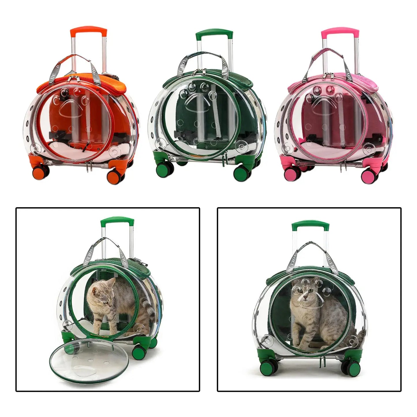 Mochila transportadora para mascotas, maleta con ruedas, mochila transportadora para perros pequeños, gatos y cachorros para