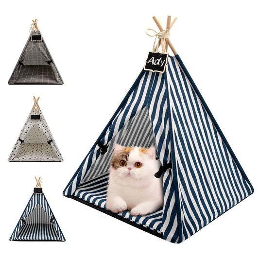 Pet Tent House Cat Bed Portable Dog Cat Teepee Portable Puppy Kitten Indoor Outdoor Kennels For Pet Cats Tent Small Animals Bed