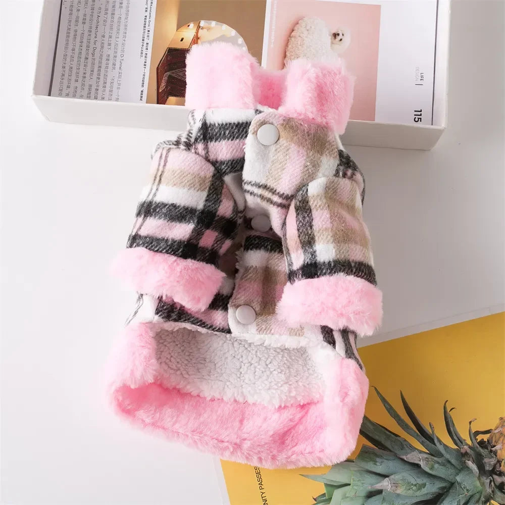 Winter Yorkie Clothes Plaid Warm Puppy Soft Dog Small Coat Vest For Kitten Cats Chihuahua Pet Jacket Dogs Sweatshirt Fashion Style