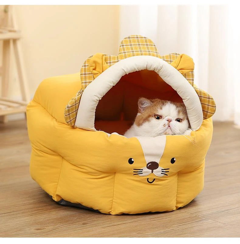 New Pet Bed Comfortable Cat Bed Dog House Cute Pet Tent Deep Sleep Plush Kennel Warm Pet Sofa Bed Pet Supplies