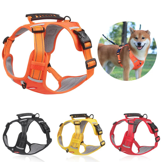 Harnais réfléchissant réglable pour grands chiens, sans traction, pour petits et moyens chiens, accessoires de voyage en plein air pour bouledogue français