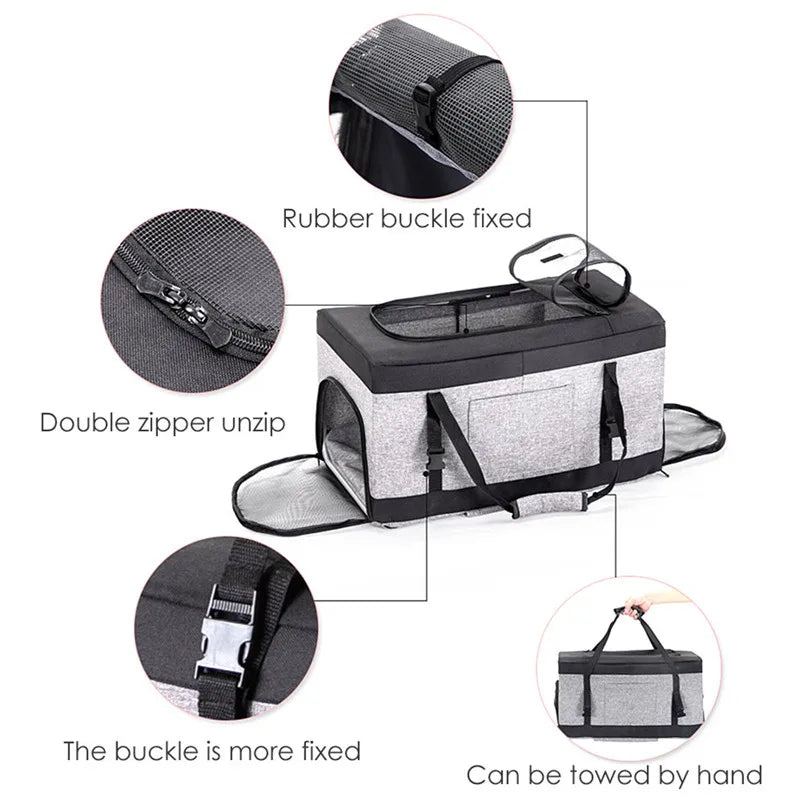 2022 Pet Dog Stroller Cats Baby Stroller Detachable One-shoulder Handbag Portable Breathable Dog Cat Trolley Pet Carrier Bag