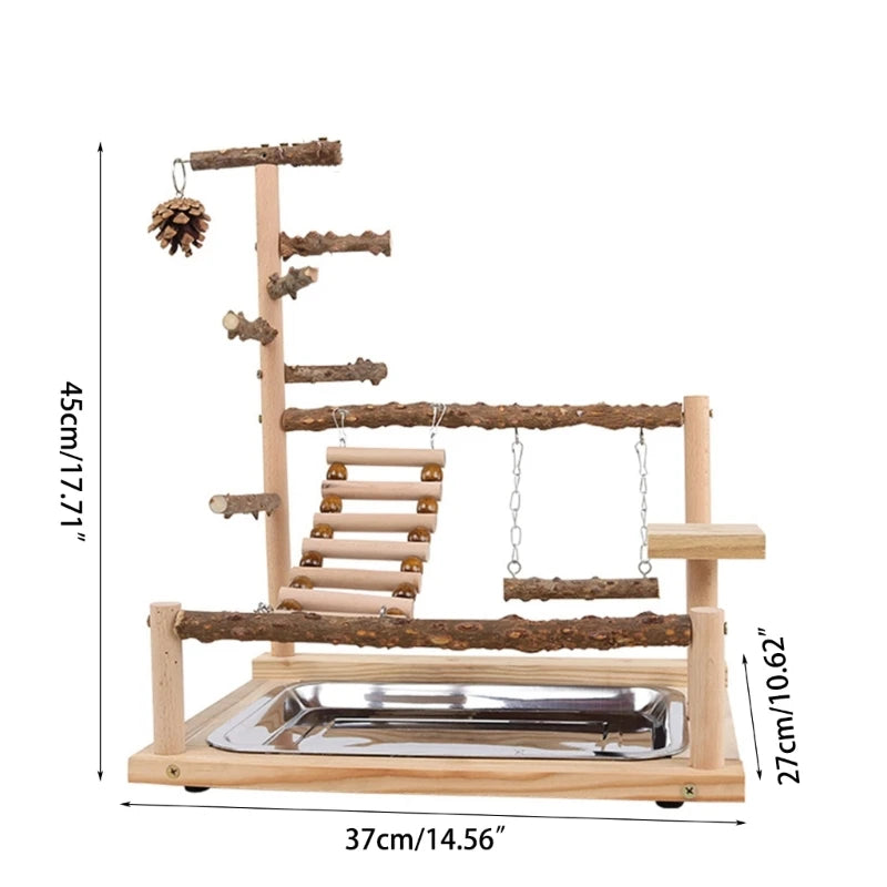 Hotsale oiseau balançoire jouet en bois perroquet perche support de jeu avec perles à mâcher Cage aire de jeux oiseau balançoire jouet en bois perroquet perche