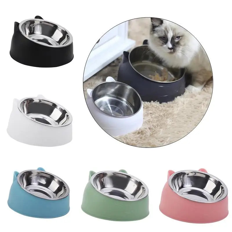 100ML Cat Dog Bowl 15 Degrees Raised Non Slip Puppy Base Food Drinking Water Feeder Tilt Safeguard Neck Pet Accessories