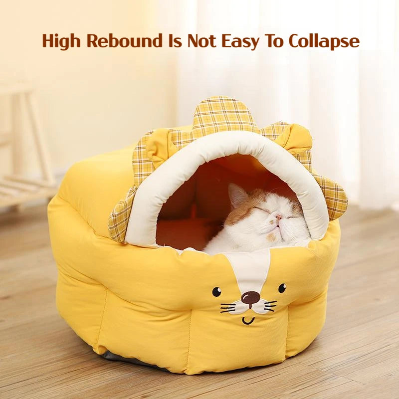 New Pet Bed Comfortable Cat Bed Dog House Cute Pet Tent Deep Sleep Plush Kennel Warm Pet Sofa Bed Pet Supplies