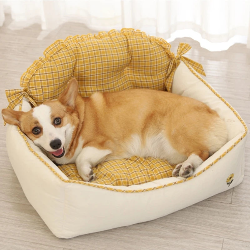 New Pet Bed Comfortable Cat Bed Dog House Cute Pet Tent Deep Sleep Plush Kennel Warm Pet Sofa Bed Pet Supplies