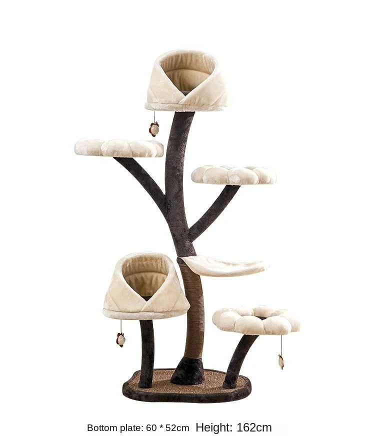 Torre de madera con árbol para gatos, suministros de entrenamiento para gatos, rascadores de torre para mascotas, interior, grande, suministros de ejercicio para mascotas, cama de juguete