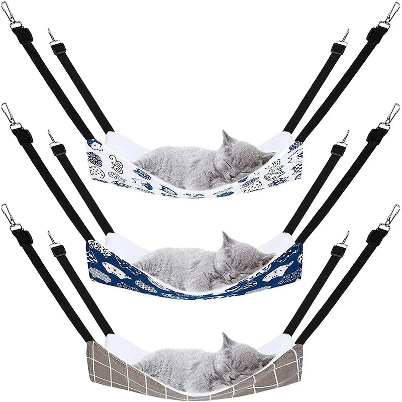 Hamac suspendu pour chat avec sangles réglables, Cage Double face pour animaux de compagnie, lit suspendu, coussin de repos pour petits animaux de compagnie