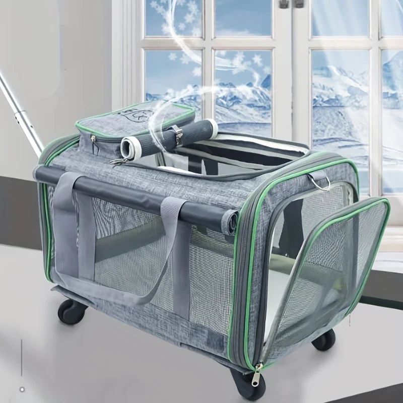 Airline-Approved Cat Carrier: Detachable, Wheeled  For Dogs And Cats