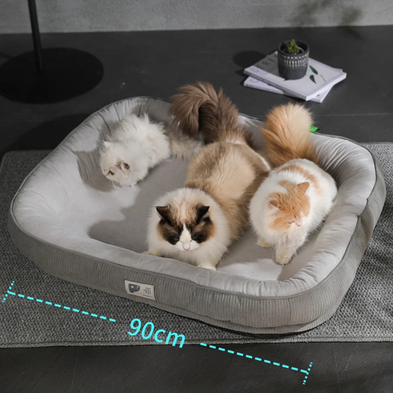 Square Cat's House Bed For Cats Dog Mat Warm Sleep Cat Nest Cushion Dog Puppy Couch For Dogs Basket Plush Pet Accessories Winter