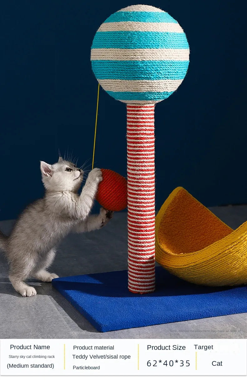 Creative Planet Trepador para Gatos, Árbol para Gatos Pequeño, Tabla Rascadora para Mascotas de Sisal Integrada, Rascadores de Torre para Mascotas, Cama de Juguete con Nido para Parque Infantil