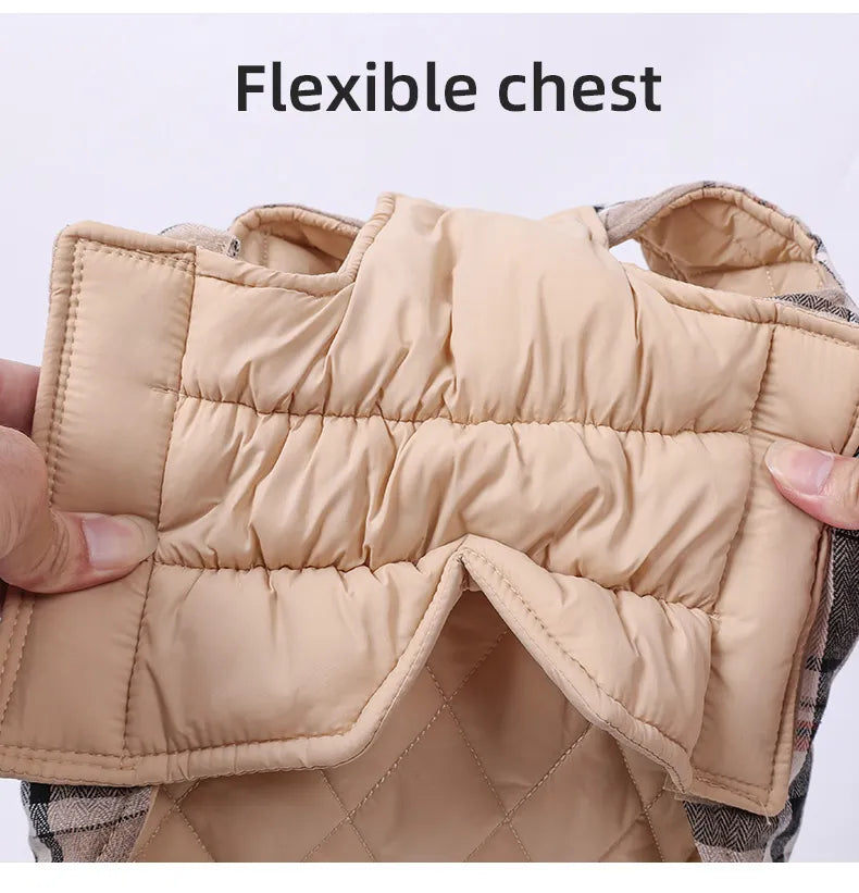 Chaqueta impermeable para perros, ropa Reversible con patrón a cuadros para perros pequeños, medianos y grandes, abrigo suave y cálido con pecho Flexible