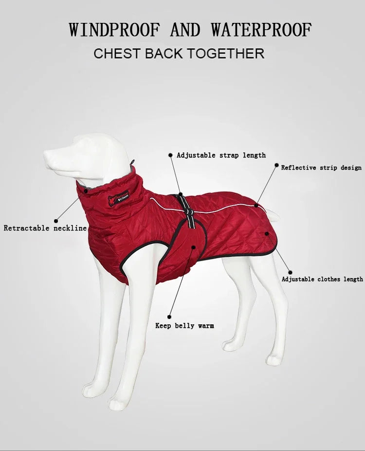 Chaqueta para exteriores para perros, abrigo reflectante impermeable para mascotas, chaleco de invierno cálido de algodón, ropa para perros grandes y medianos, Labrador