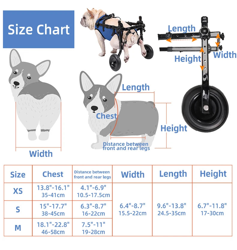 Pet Accessories Light Weight Easy Assemble Adjustable Pet Dog Wheelchair for Disabled Hind Legs Walking