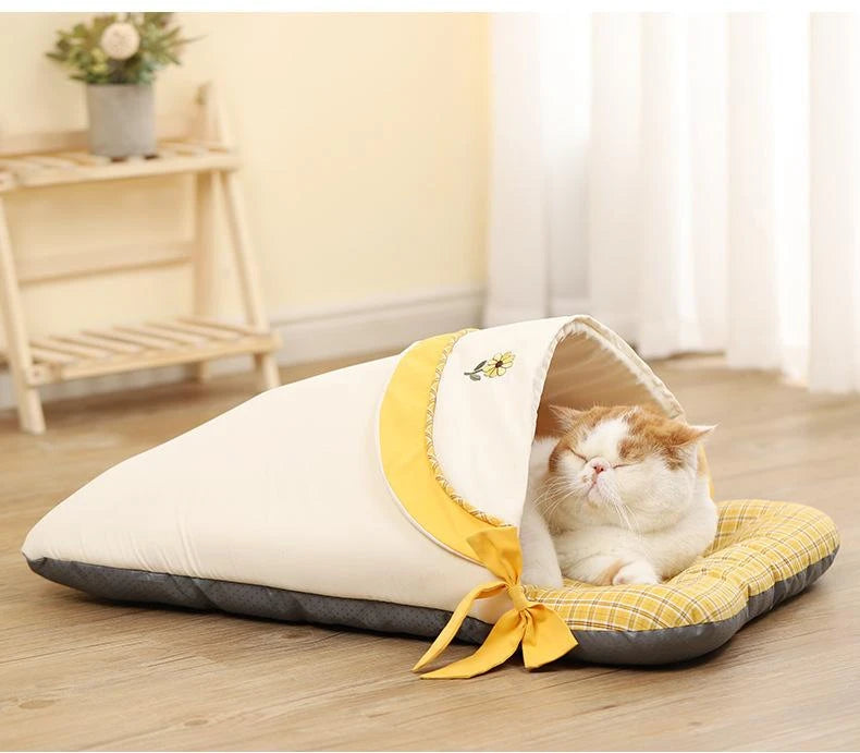 New Pet Bed Comfortable Cat Bed Dog House Cute Pet Tent Deep Sleep Plush Kennel Warm Pet Sofa Bed Pet Supplies