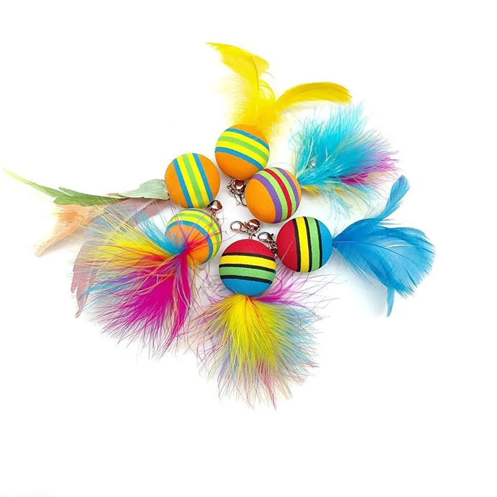 Juguetes para gatos, varita interactiva divertida con plumas para gatos, ventosa, plumas de bola, reemplazos con campanas para gatos de interior, ejercicio para gatitos