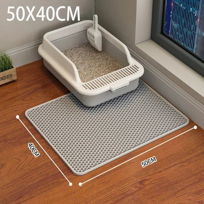 Tapis de litière pour chat Double couche imperméable à l'eau tapis de piégeage résistant à l'urine facile à nettoyer tapis de toilette antidérapant tapis à gratter pour chat grand coussin de pied