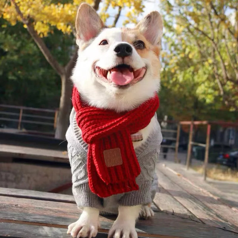 Winter Warm Knitting Scarf for Small Medium Dogs Pet Cat Neck Scarf Pug/Corgi /Christmas Collar Grooming Fashion Style