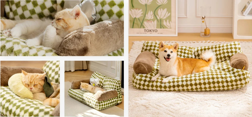 Sofá para gatos y casa para mascotas para todas las estaciones de Meowoof, perfecto para sus compañeros felinos y caninos Cama versátil para mascotas para gatos y perros