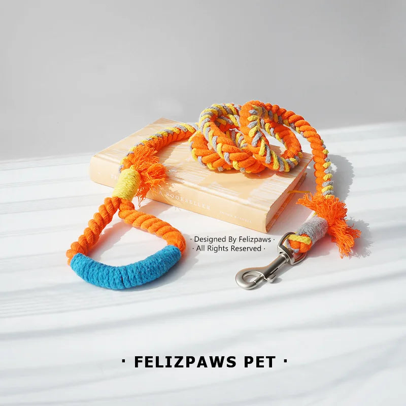 Correas tejidas a mano para perros, correas coloridas de hilo de algodón para perros pequeños, Entrenamiento de mascotas, correr, caminar, accesorios de cuerdas para perros exteriores