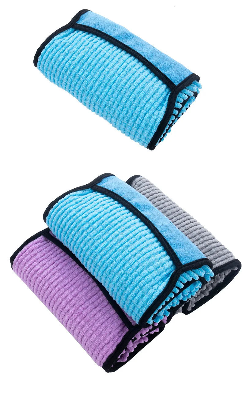 Toalla de baño absorbente de microfibra para perros y mascotas, toalla de secado fuerte absorbente de secado rápido, suministros de limpieza, albornoz, accesorios para perros