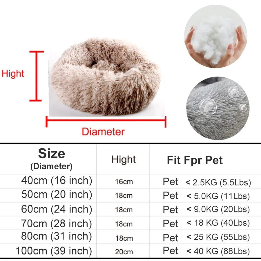 Lit rond pour animaux de compagnie, 40-90cm, pour grand chien, lit Super doux pour chat, longue maison en peluche pour chien moyen, couchage chaud d'hiver