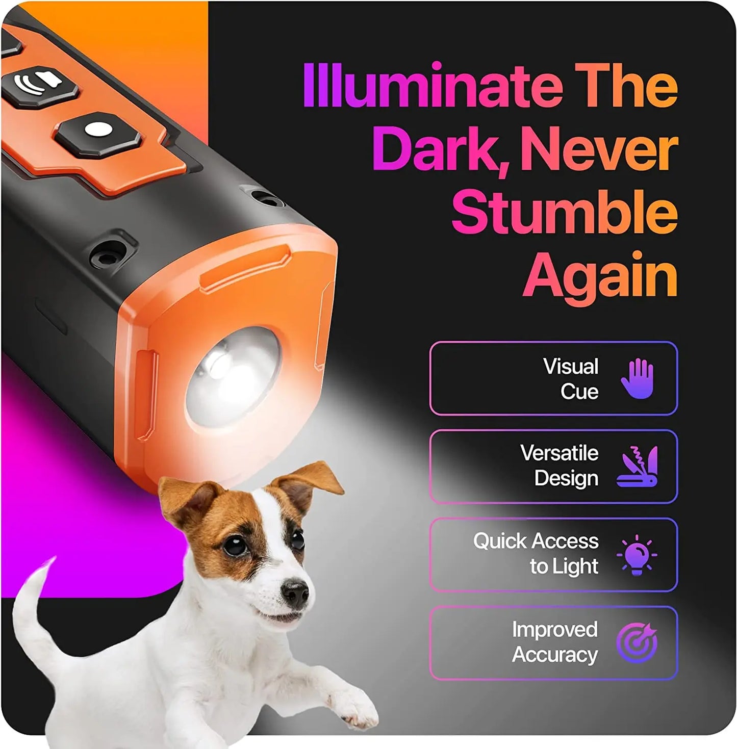 Répulsif ultrasonique pour chiens de compagnie, dispositif d'entraînement pour chiens, dispositif Anti-aboiement Rechargeable, dispositif de dissuasion avec lampe de poche LED, 2023