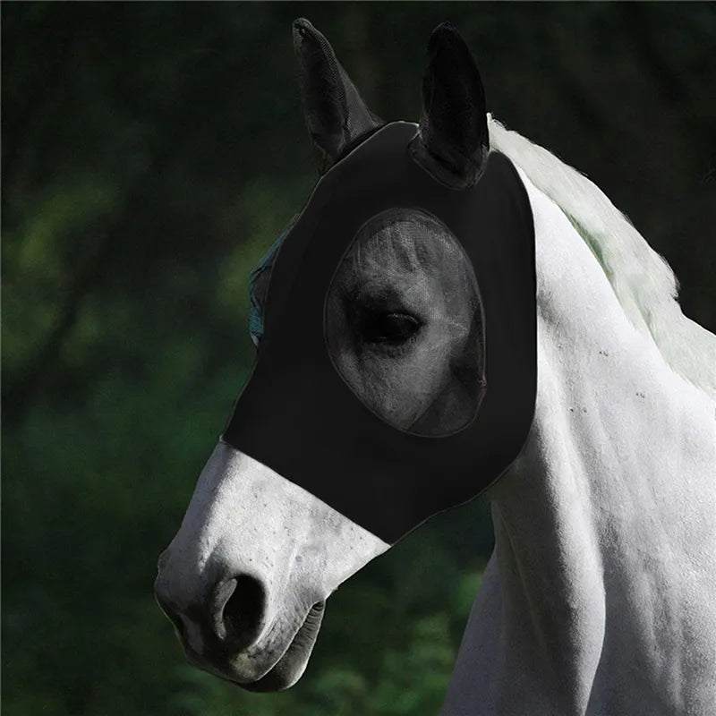 1pc Horse Fly Mask Long Nose With Ears Anti-Fly Mesh Equine Mask Horse Mask Stretch Bug Eye Horse Fly Mask With Covered Ears