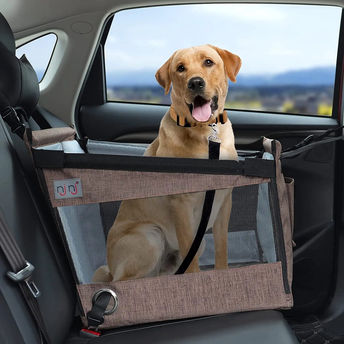 Transportadores estables para asiento de coche para mascotas, accesorios para perros, cestas de viaje portátiles seguras para cachorros, Protector de malla, bolsa de suministros para mascotas al aire libre