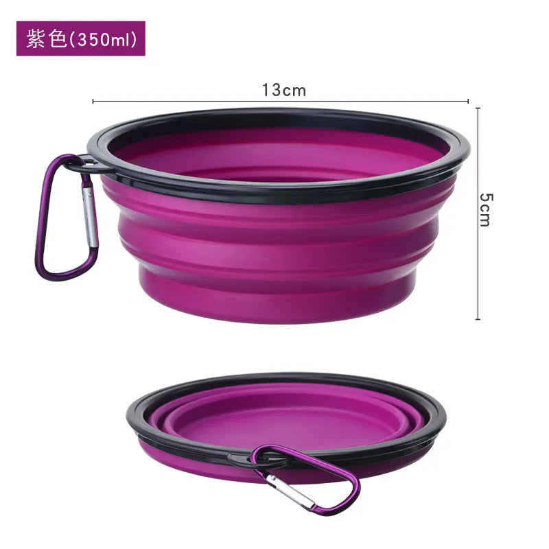 Cuenco de silicona plegable grande para perros y mascotas, contenedor de comida portátil para viajes al aire libre, alimentador, plato, accesorios, 350/1000ml