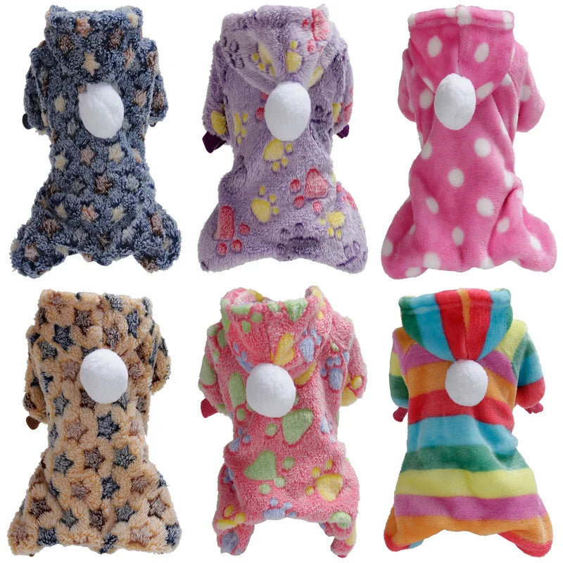 2024 Pet Dog Clothes Pajamas  Cold Weather Coats Pet   Four Legged Pajamas Apparel Soft Flannel Dog Jumpsuit Costume Apparel