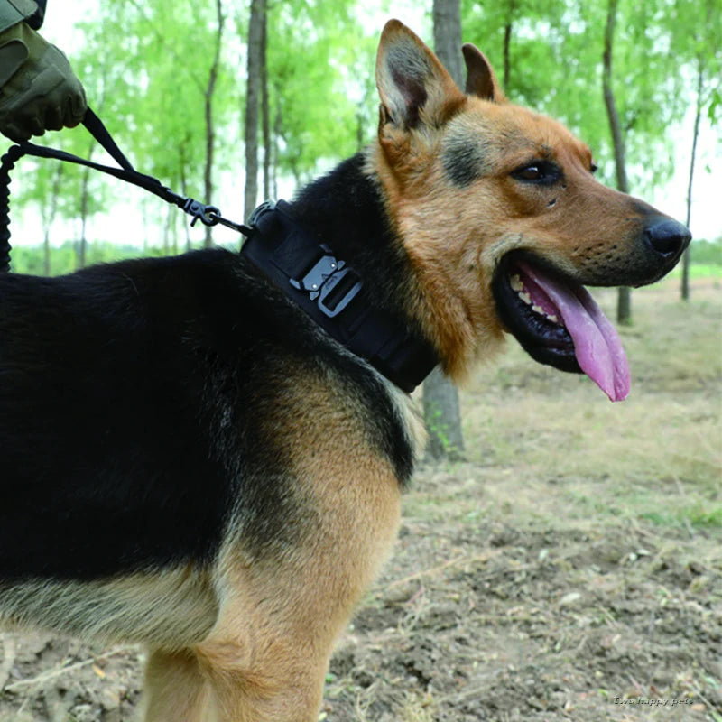 Collar táctico militar para perro grande con asa, nailon reflectante K9, hebilla de Metal ancha, collares de entrenamiento para perros grandes, accesorios para mascotas