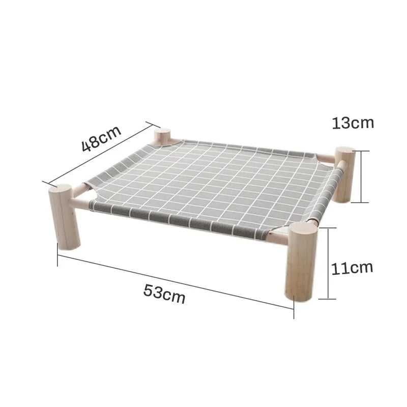 Cama hamaca para gatos y perros, hamaca de madera para gatos, cama de refrigeración elevada, cama portátil desmontable para mascotas para interiores y exteriores, adecuada