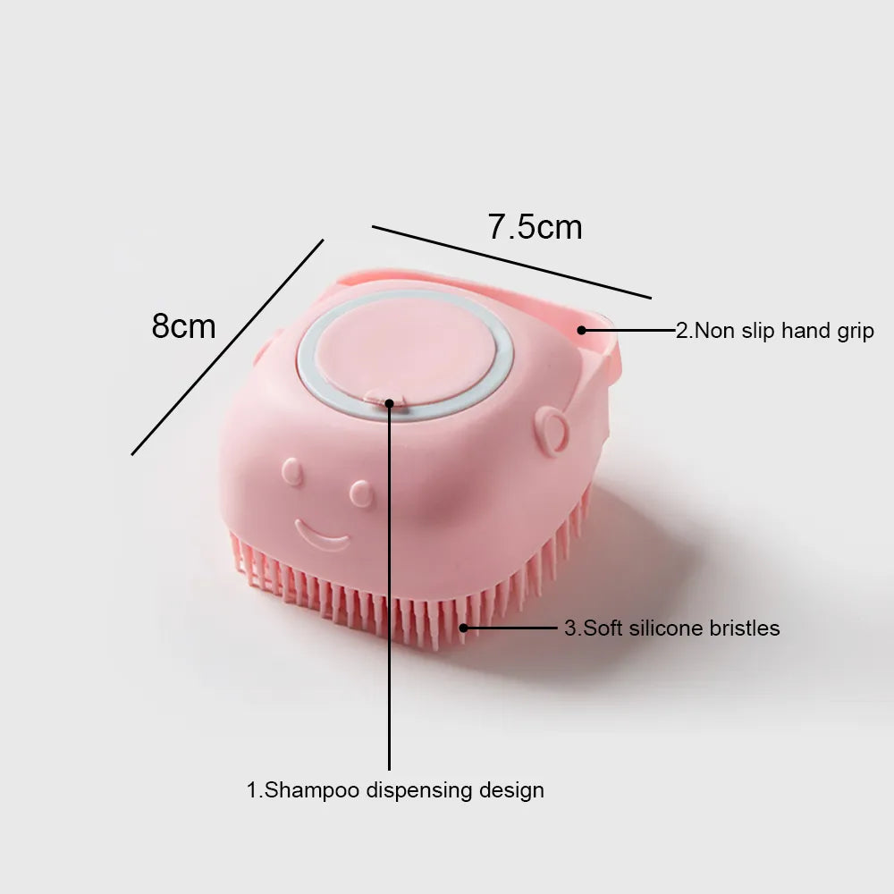 Bathroom Puppycat Washing Massage Dispenser Grooming Shower Brush Soft Silicone Dog Brush Pet Shampoo Massager Bath Brush