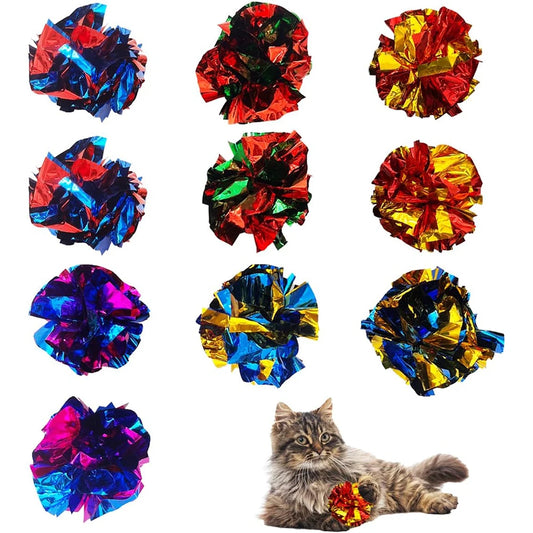 Bolas arrugadas para gatos, bolas coloridas para masticar y perseguir, bolas arrugadas de Mylar para gatos de interior para mantenerse en forma y activos, juguetes interactivos