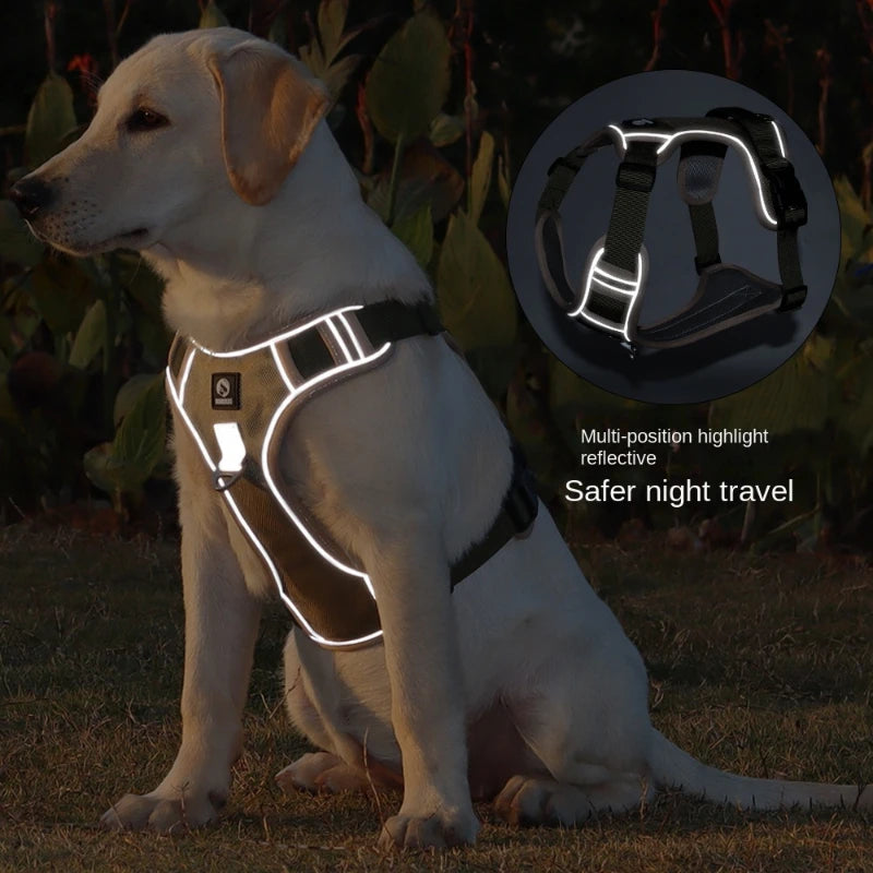 Arnés ajustable para perro, reflectante, entrenamiento de seguridad, chaleco para caminar en el pecho, Collar de plomo para Bulldog Francés, accesorios para perros y mascotas