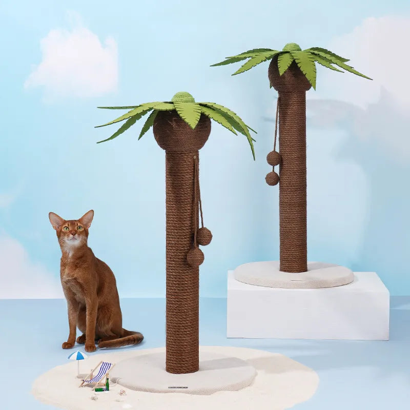 Postes rascadores para gatos, marco de escalada con forma del árbol de coco, tablero rascador para gatos de cáñamo y Sisal con bola, juguetes con forma de garras para mascotas