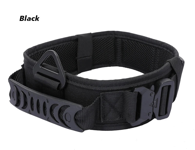 Collar táctico militar para perro grande con asa, nailon reflectante K9, hebilla de Metal ancha, collares de entrenamiento para perros grandes, accesorios para mascotas