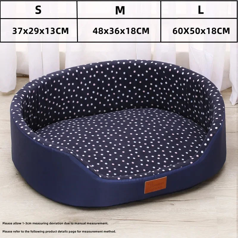 New Large Pet Bed Warm Dot Pattern Luxury House for Dog Sofa Soft Fleece Summer Breathable Cushions Puppy Accessories Furniture