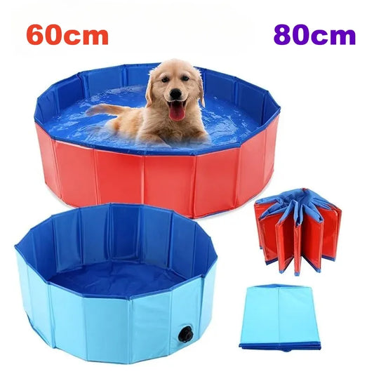 Piscina plegable para perros, piscina de bolas para niños, interior, exterior, verano, baño fresco, bañera de lavado, 60-80 cm de diámetro, accesorios portátiles para bañera de baño para mascotas