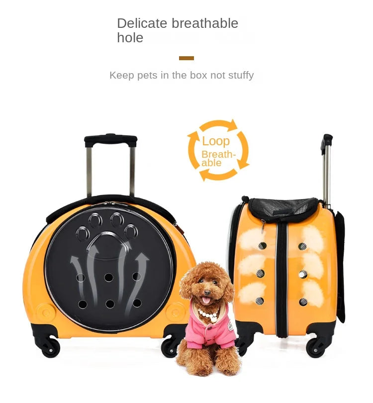 Bolsa de viaje con carrito para mascotas, bolsa transportadora para gatos, mochila transpirable para mascotas, bolsa portátil para gatos, mochila para perros de gran espacio