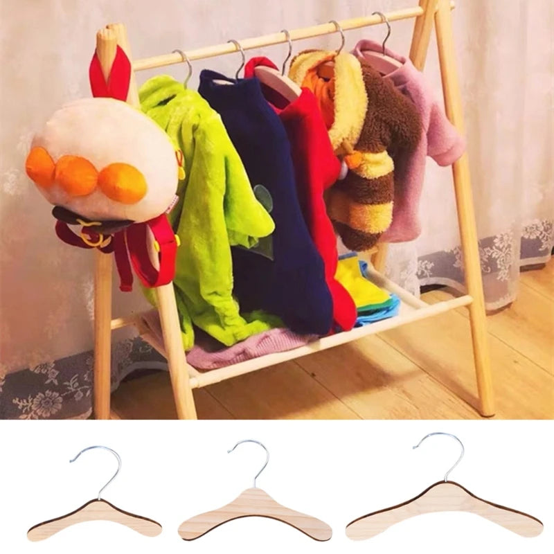 10 Pcs Dog Apparel Rack Kitten Clothes Hanger Wooden Gift for Puppy Kitty Owner Practical Use Easy to Carry and Store 87HA