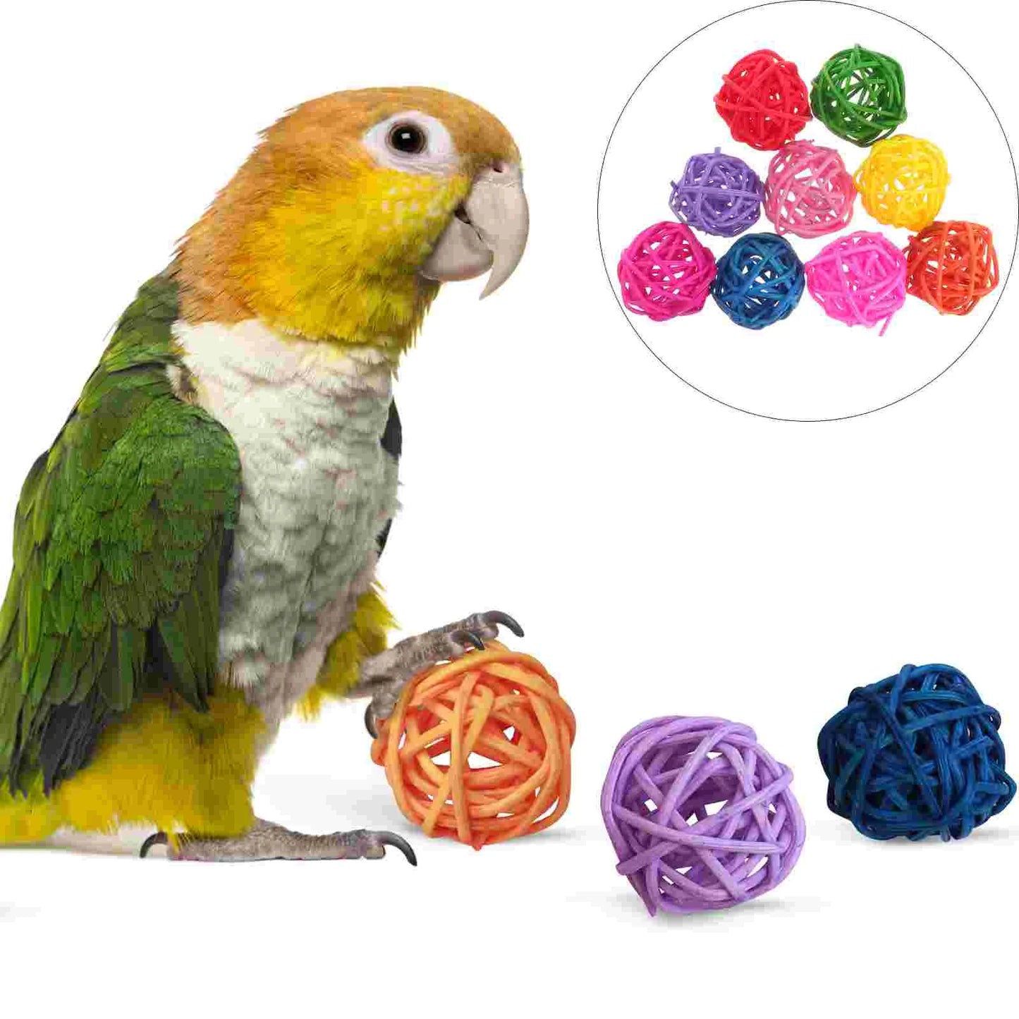 50PCS Rattan Balls Decorative Wicker Balls Parrot Chewing Vase Fillers For Bird Toys Prop Props Wedding Home Decor ( Random )