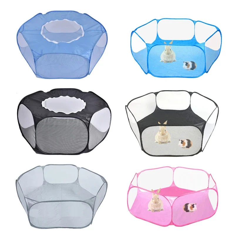 Petite Cage Portable pour animaux de compagnie, transparente, pour chat et chien, tente, parc pour animaux de compagnie, clôture de cour pliante ouverte pour chien, Hamster, lapin, cochon d'inde