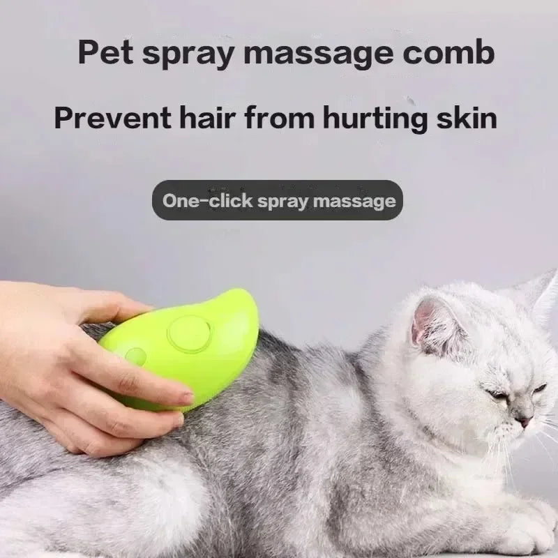 Cepillo de vapor para perros 3 en 1, cepillo eléctrico para el pelo de gatos con pulverizador, peine para masaje, cuidado de mascotas, elimina enredos y suministros para cabello suelto humeante