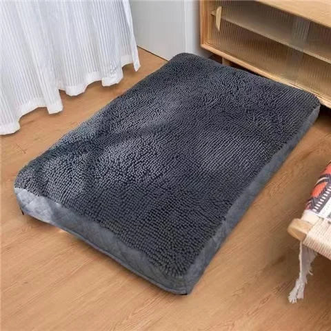 Lit Chenille pour animaux de compagnie, séchage rapide, absorbe l'eau, carré, peluche, moyen et petit chien, coussin, lit pour chat, fournitures pour animaux de compagnie